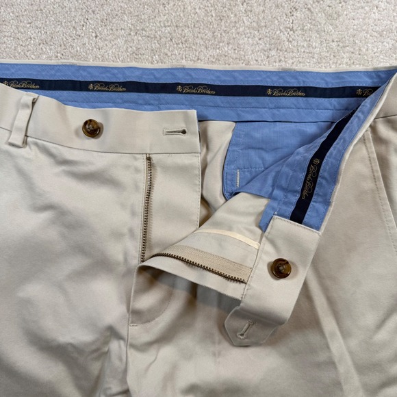 Brooks Brothers Milano Advantage Chino Mens 33x32 Beige Slim Fit Cotton Pants - Picture 4 of 8